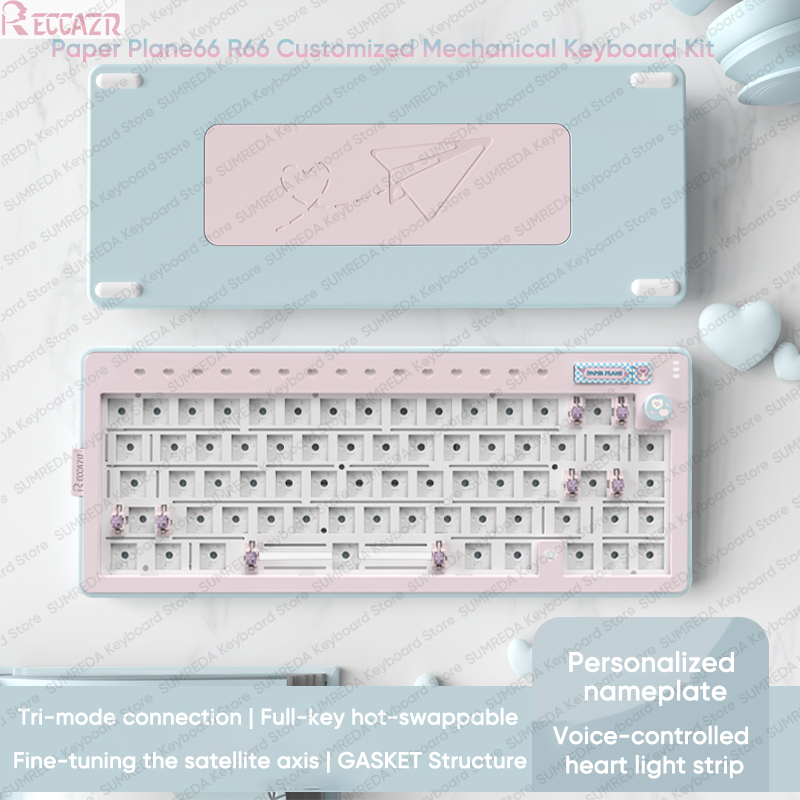 Gaming Keyboard Hot Swappable - RECCAZR R66 Paper Plane66 기계식 키보드