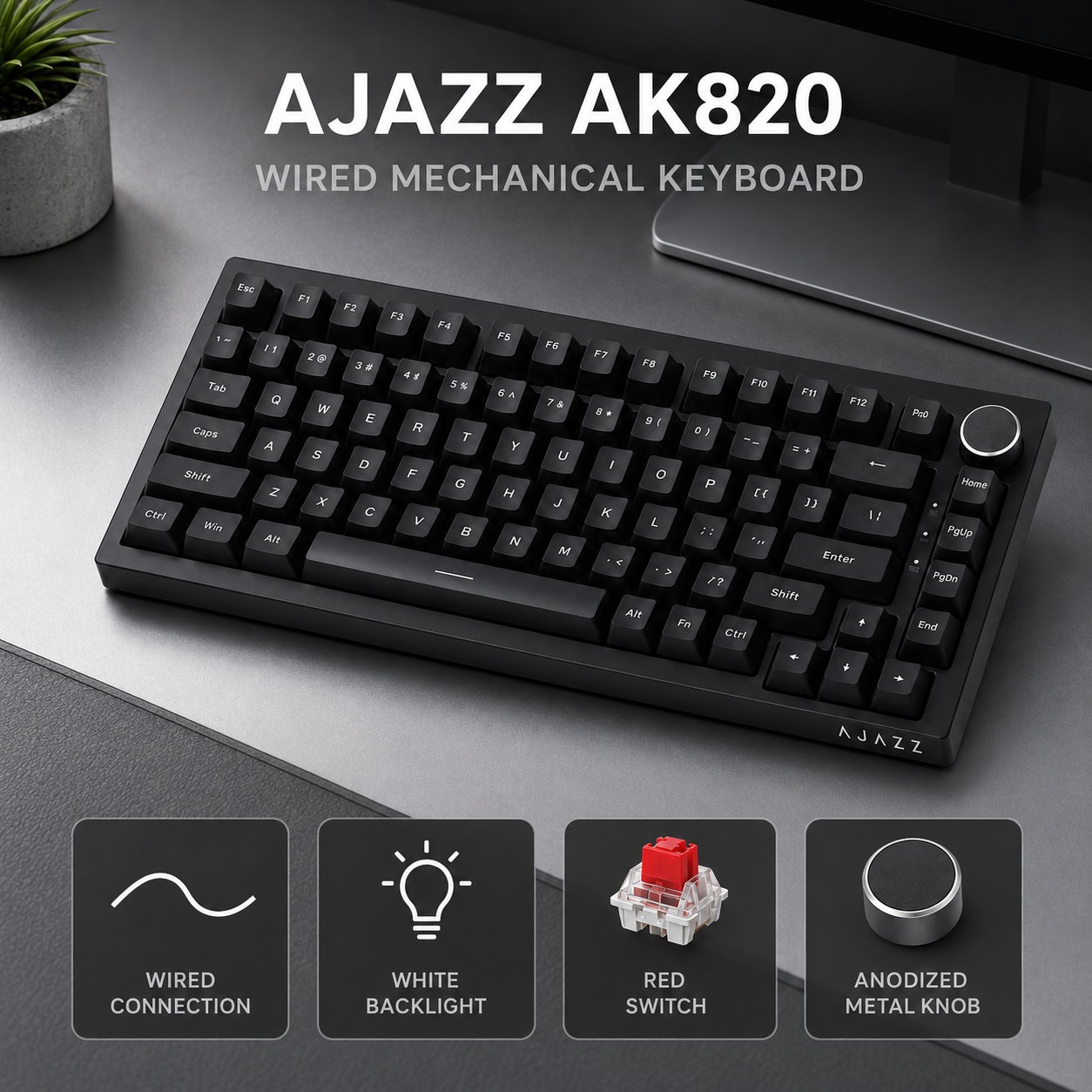Keyboard Gaming Blue Switch - AJAZZ AK820 및 AK820PRO 기계식 게이밍