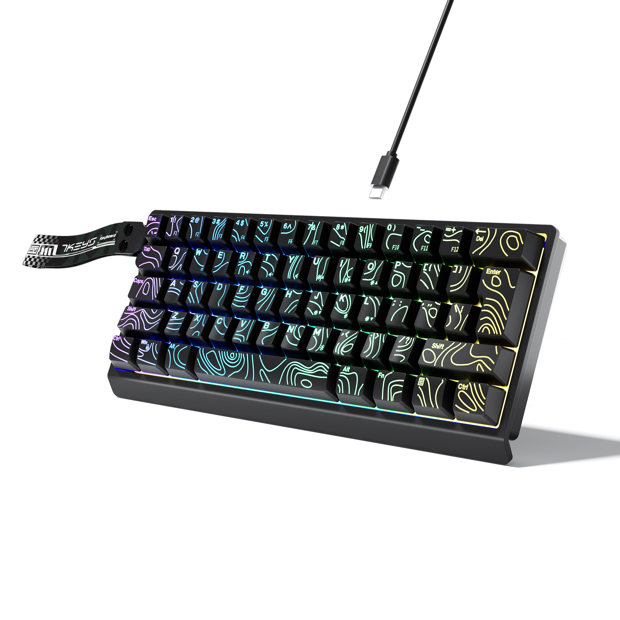 Keyboard Gaming Blue Switch - 60% 컴팩트 유선 키보드는 RGB 백라이트와
