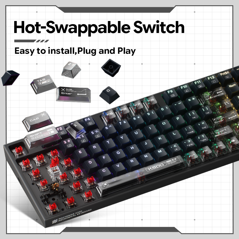 Machenike K500-B94 V2 유선 기계식 키 - Gaming Keyboard Hot Swappable 리뷰 및 가격