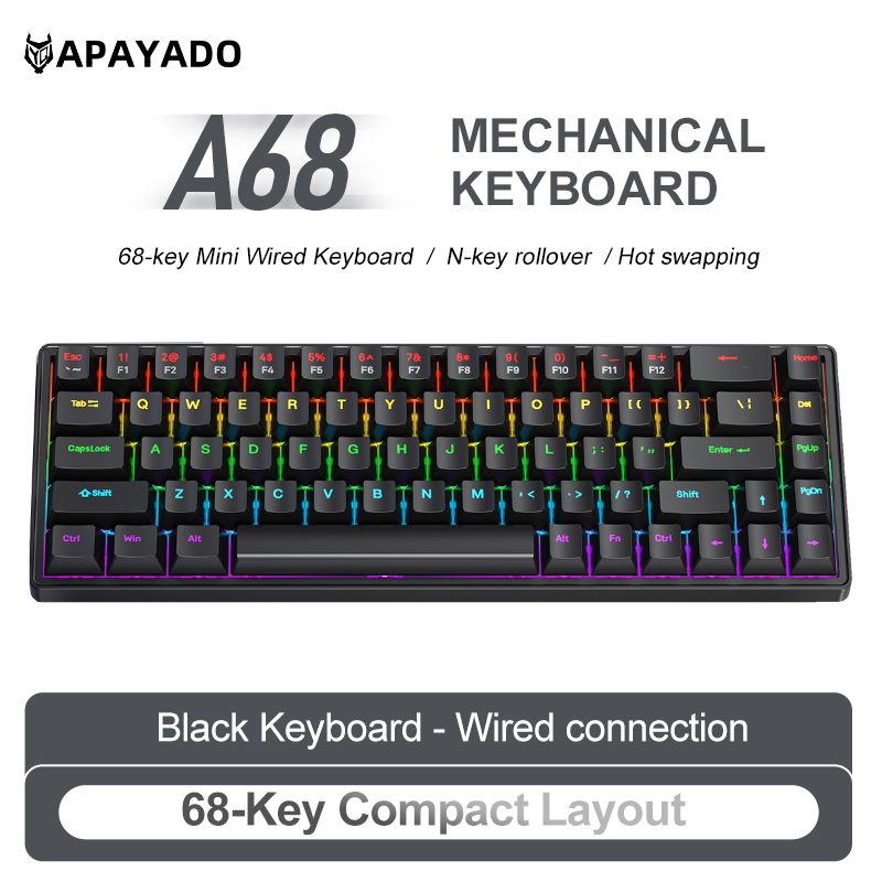 APAYADO A68 유선 기계식 키보드 핫 스왑 가능 - Keyboard Gaming Blue Switch 리뷰 및 가격