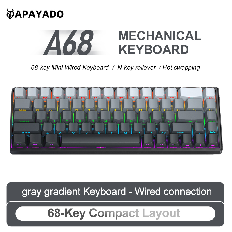 APAYADO A68 유선 기계식 키보드 핫 스왑 가능 - Keyboard Gaming Blue Switch 리뷰 및 가격